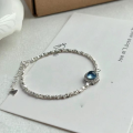 wholesale S925 Sterling Silver Aquamarine Crushed Silver Bracelet for Women, Fashionable, Light Luxury, Niche Design, High-End, Exquisite Hand Jewelry-0-0