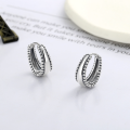 wholesale S925 Sterling Silver Korean-style Retro Textured Twist Design Commuter-friendly Minimalist Earrings-0-1