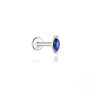 wholesale S925 Sterling Silver Geometric Inlaid Zircon Natural Lapis Lazuli Flat Head Threaded Ear Cartilage Stud, New Hot Selling High-end Earrings-Single platinum #8