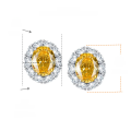 wholesale Sterling Silver Cloud Pearl Jewelry New Pale Yellow High Carbon Diamond Oval 7*9mm Ice Flower Cut Women's Earrings-0-5