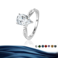 wholesale S925 Sterling Silver 2-Carat Teardrop Full Moissanite Ring Women's Jewelry High-End Sense Accessories-White US 6.5