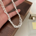 wholesale S925 Sterling Silver Double Layer Rice Pearl Necklace for Women, Small and Minimalist, Fashionable and Versable Choker-0-1