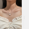 wholesale S925 Sterling Silver Baroque Button Pearl Necklace Sparkling Fashionable Light Luxury Elegance Collarbone Chain Y00456-0-3