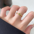 wholesale S925 Sterling Silver Fresh and Sweet Ins Style Niche Design Exquisite Olive Green Single Diamond Ring R02790-0-0
