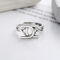 wholesale S925 Sterling Silver Wide Irregular Double C Letter Ring Ins Trendy New Internet Celebrity Style Designed Index Finger Ring-0-1