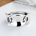 wholesale 925 Sterling Silver Korean Style Smooth Pig Nose Adjustable Ring Trendy Ins Minimalist Style Versatile Ring-0-2