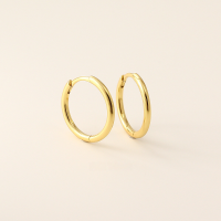 wholesale S925 Sterling Silver Minimalist Korean Plain Circle Round Ear Studs Light Surface Multiple Sizes Stackable Ear Hoops-14mm yellow gold 925 silver