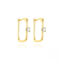 wholesale S925 Sterling Silver Geometric Wide Zircon-inlaid Star Hoop Earrings, Hot In And On Ins-Gold#3 925 Silver