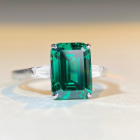 wholesale S925 Sterling Silver New Emerald Cut Ring Pagoda Cut 5 Carat Square Ring Women-White Diamond-CBJZ099 No.6