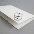 wholesale S925 Sterling Silver HJZ462 Korean Style Ring Fashionable and Individualistic CHIC Style Minimalist Three-Line Adjustable Open Ring for Women-0-3