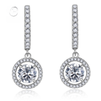 wholesale S925 Sterling Silver New Style One Carat Simple and Personalized Zircon Ear Studs for Cross-Border Drop Shipping-E162 Round Diamond Earrings 925 Silver