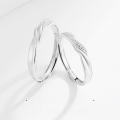wholesale 925 Sterling Silver Knot Open-Ended Couple Rings, Minimalist Ins Style Niche Design Unisex Matching Bands for 520 Festival Gift-0-0