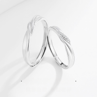 wholesale 925 Sterling Silver Knot Open-Ended Couple Rings, Minimalist Ins Style Niche Design Unisex Matching Bands for 520 Festival Gift-Couple Rings / Approx. 4.05g &gt;PR002012 Sterling Silver