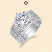 wholesale S925 silver cross-border new stackable full-circle ring for women, non-fading, lightweight luxury with high-end versatility, featuring moissanite-Moissanite 2 carats US 8