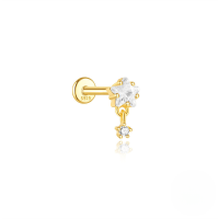 wholesale S925 Sterling Silver Pearl Butterfly Spiral Cartilage Ear Stud With Geometric Zircon Inlay-Single gold #10