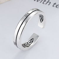 wholesale S925 Sterling Silver Harajuku Roman Numeral Double Layer English Open Adjustable Ring for Men and Women-YJ479/approx. 3.4g Adjustable opening