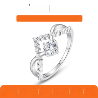 wholesale S925 Silver Geometric Moissanite Ring, Amazon Best-Seller, Fashion Women's Ring with Exquisite Inlay-Silver 0.5 carat (with certificate)  5 US