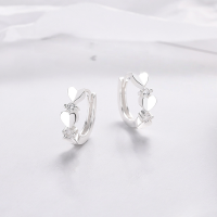 wholesale S925 Silver Korean Style Da Dong Men 3D Concave Inlaid Diamond Heart Commuter Versatile Earrings for Women-YQR558/approx. 2.4g 925 silver