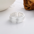 wholesale S925 Sterling Silver Geometric Irregular Creative Matte Design Open Ring Fashion Light Luxury Style Versatile Band-0-2
