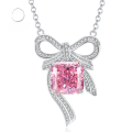 wholesale S925 Sterling Silver New Royal Luxury Style Bow Pendant 10*10 Inlaid Elegant Necklace-0-2
