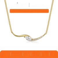 wholesale S925 Sterling Silver Moissanite Marquise Pendant Necklace, Light Luxury Style, Amazon Best Seller-Gold 0.4 carat (with certificate)  925 silver