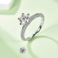 wholesale 925 Sterling Silver 1-Carat Moissanite Women's Ring High-End Quality Six-Prong D-Grade Moissanite Diamond Ring Wholesale-0-3