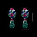 wholesale 925 Silver Gold-Plated Earrings with High Carbon Diamonds, High-End Fruit Basket Design, Emerald Evening Banquet Advanced Jewelry for Women-0-2