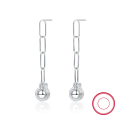 wholesale S925 Sterling Silver Women's Double Hoop Beaded Earrings Minimalist Smooth High-End Round Bead Earrings Cross-Border Best-Seller-0-4