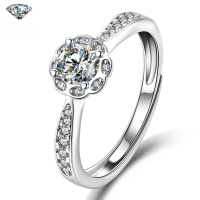 wholesale S925 Sterling Silver Moissanite Flower Ring Light Luxury Elegant Retro High-End Small Fragrance Style Proposal Wedding Ring-Port Terminal #11