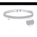 wholesale S925 sterling silver tennis bracelet with double row diamonds, white gold and diamond inlaid, factory direct-0-5
