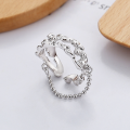 wholesale S925 Sterling Silver Irregular Liquid Lava Beaded Chain Open Ring Trendy Fashion Luxury Style Statement Ring-0-0