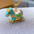 wholesale Gold-Plated S925 Ancient Silver Enamel Lucky Rocking Horse Necklace Bracelet Pendant DIY Accessories-0-11