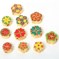 wholesale Metal antique enamel five-petal flower clover openwork back cloud small-hole spacer beads DIY bracelet weaving enamel matching beads-0-3