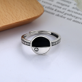 wholesale S925 Sterling Silver Trendy Creative Irregular Finger Ring with Resin Inlay and Smiling Open Design for Women-0-1