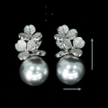 wholesale 925 Silver Gold-Plated Earrings with Diamond Seagull Gray Mikimoto Four-Leaf Clover Floral Exquisite Jewelry Women's Earrings with Inlaid Diamonds-0-1