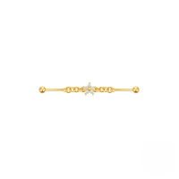 wholesale S925 Sterling Silver Industrial Piercing Chain Barbell Threaded Ear Cartilage Stud-Single gold #4