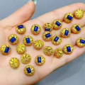 wholesale S925 silver gold-plated natural lapis lazuli accessories, gourd spacer beads bracelet DIY semi-finished products-0-9