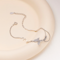 wholesale S925 Sterling Silver Butterfly Fluttering Shiny Diamond Bracelet for Women, French Style LuxuryDesign Jewelry Gift for Best Friend-0-3