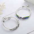 wholesale S990 Sterling Silver National Tide Cloisonné Resin Lotus Carp Lotus Pod Bracelet Ethnic Retro Adjustable Bangle-0-1