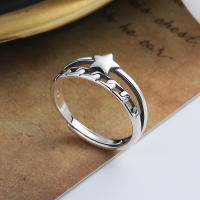 wholesale S925 Sterling Silver Dark-Themed Minimalist Star Ring, Retro and Unique Korean Style Stackable Statement Ring for Women-113J/approx. 2.23g Adjustable opening