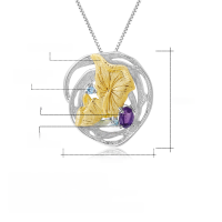 wholesale S925 Sterling Silver Designer High-End Gemstone Pendant Necklace with Naturalistic Design-Natural garnet pendant (with silver chain)