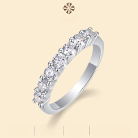 wholesale 925 silver non-fading stackable ring with moissanite for women, small and unique design, luxurious and high-end feel, worn on the index finger-[Half Circle Diamond] Inner Diameter 17.3MM/US Size 7 (Hot Selling)