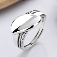 wholesale S925 Sterling Silver Simulated Leaf Design Adjustable Ring for Women, Fresh and Versatile Luxury Index Finger Ring-YFJ466/approx. 2.6g Adjustable opening