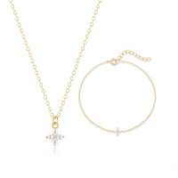 wholesale S925 Sterling Silver Four-leaf Clover-Bracelet Necklace Set 925 Silver