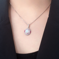 wholesale S925 Sterling Silver Cross-Border Jewelry for Export, Women's Necklace with Pink Opal Pigeon Egg, Light Luxury Accessory New Arrival-Pink Opal Necklace 925 Silver