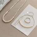 wholesale S925 Sterling Silver Crushed French Pearl Necklace Irregular Cut Fashion Collarbone Chain D9691-0-0