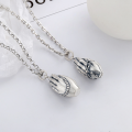wholesale S925 silver ethnic retro matte finish praying hands worship good thoughts DIY pendant accessory-0-1