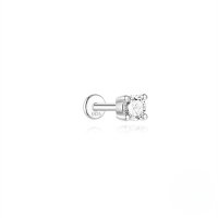 wholesale S925 Silver Four-prong Moissanite Flat Head Threaded Cartilage Earring, Popular In Europe And America-Single platinum #4 (4mm) (rod 1.2*6)