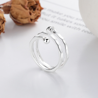 wholesale S925 Sterling Silver Korean-style Light Luxury Minimalist Multi-layer Line Open Ring, Niche Design Sense Index Finger Ring-1060JM/approx. 5g Opening adjustable