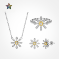 wholesale S925 Sterling Silver Earrings Necklace Ring for Women, Exquisite Daisy Design, Minimalist and Elegant Luxury Accessories-0-0